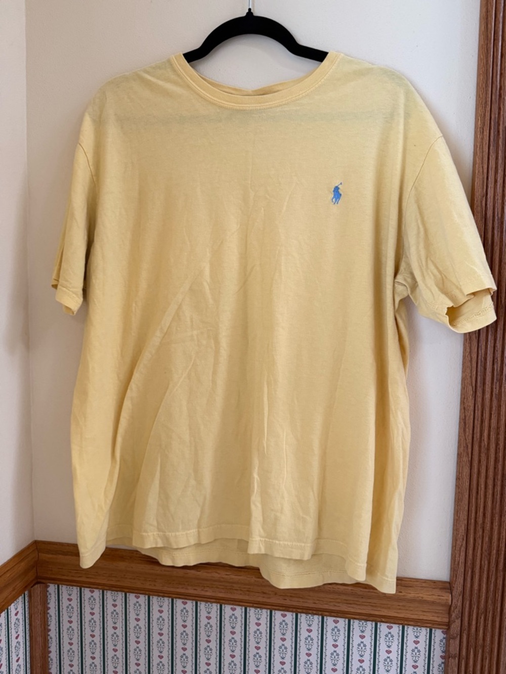 Polo by Ralph Lauren Soft Pale Yellow Crewneck Tee with Blue Pony Size Large